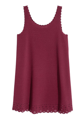 Бордовое кэжуал платье а-силуэт H&M однотонное