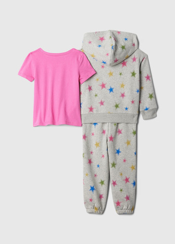 Сірий демісезонний костюм (толстовка, штани, футболка) брючний, трійка Gap