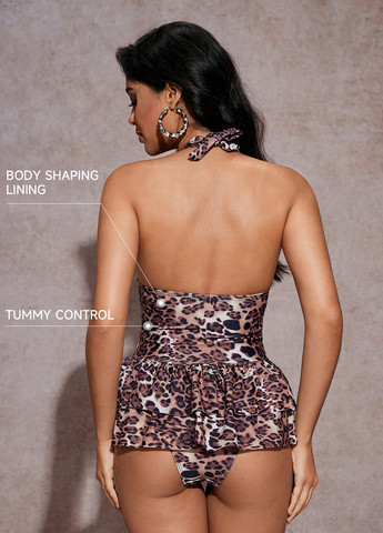 Комбінований літній купальник купальник-сукня SHEIN