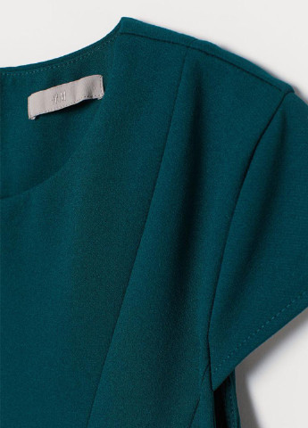 Темно-зеленое кэжуал платье клеш H&M однотонное