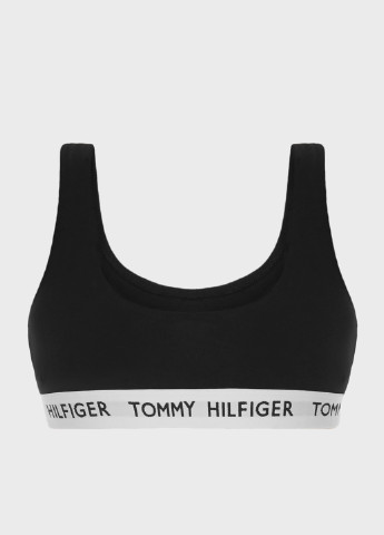 Чорний топ бюстгальтер Tommy Hilfiger без кісточок бавовна, трикотаж