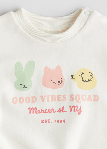 Молочный свитшот H&M рисунок без декора (369791806)