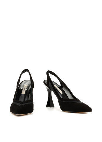 Le'BERDES Туфли слингбеки черный з текстиль, натуральная замша, украина — лето (360795591)