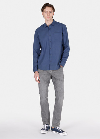 Темно-синяя кэжуал рубашка однотонная Colin's