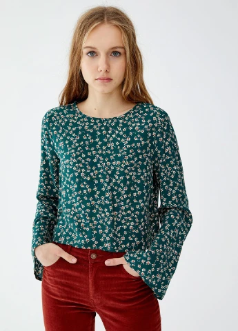 Зелёная блуза демисезон Pull & Bear