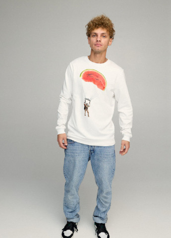 Белый світшот чоловічий basic /no flis/ YAPPI рисунок (254557534)