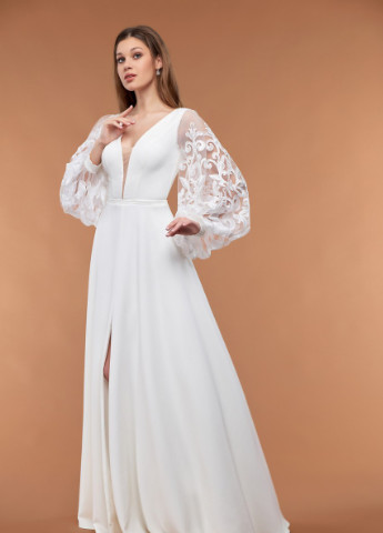 Белое вечернее платье а-силуэт Lolita однотонное
