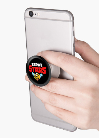 Попсокет (Popsockets) держатель для смартфона Лого Бравл Старс (Logo Brawl Stars) (8754-1000) Черный MobiPrint (216748225)