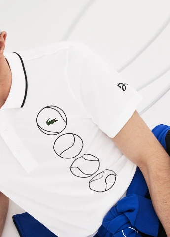 Белая футболка-поло для мужчин Lacoste с рисунком