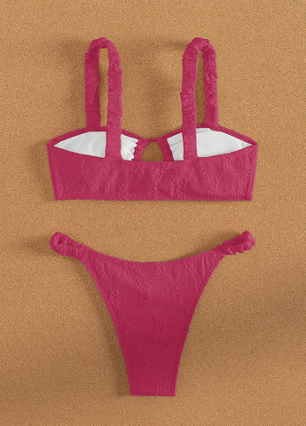 Фуксиновий (колору Фукія) літній купальник (ліф, трусики) бікіні, роздільний SHEIN