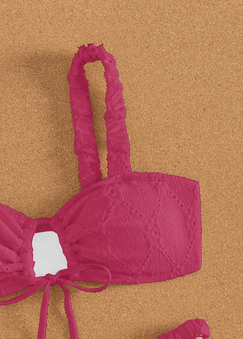 Фуксиновий (колору Фукія) літній купальник (ліф, трусики) бікіні, роздільний SHEIN