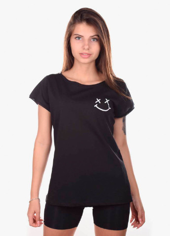 Чорна всесезон футболка жіноча smiley чорний Power Футболки