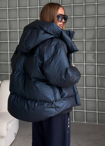 Темно-синий зимний Пуховик No Brand