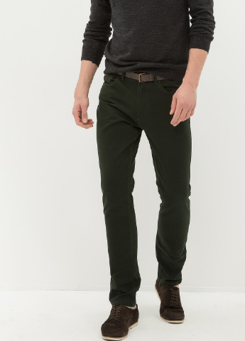 Джинси KOTON прямі однотонні темно-зелені джинсові бавовна