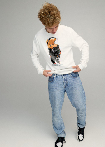 Белый світшот чоловічий basic /no flis/ YAPPI рисунок (254557772)