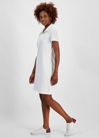 Белое кэжуал платье поло Tommy Hilfiger однотонное