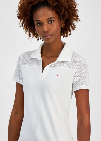 Белое кэжуал платье поло Tommy Hilfiger однотонное