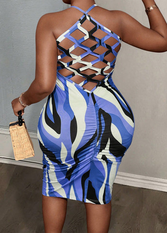 Синя кежуал сукня SHEIN з абстрактним візерунком