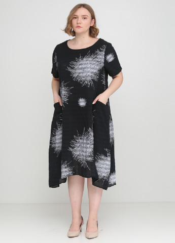 Черное кэжуал платье Made in Italy с абстрактным узором