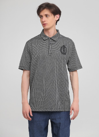 Черно-белая мужская футболка поло Billionaire с геометрическим узором