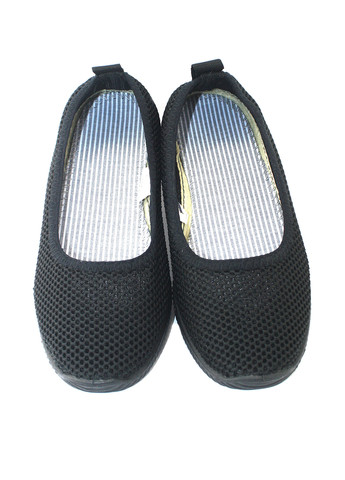 Жіночі балетки | чорні однотонні без декору текстиль (321828260)