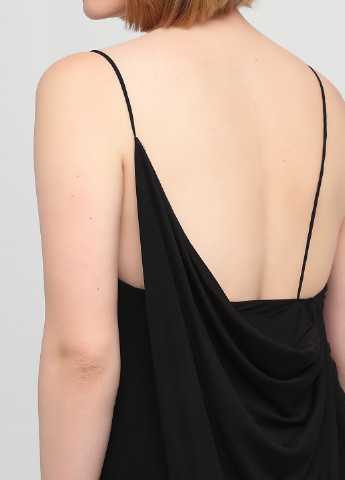 Черное вечернее платье на одно плечо Massimo Dutti однотонное