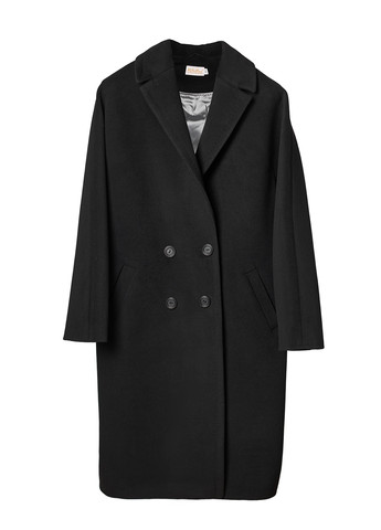 Черное демисезонное Пальто двубортное MiNiMax