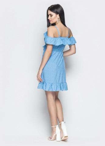 Голубое коктейльное платье Larionoff с геометрическим узором