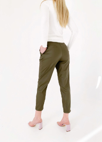 Оливковые классические демисезонные зауженные, прямые, классические, укороченные брюки Jolie