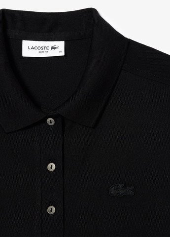 Черная женская футболка-поло Lacoste с логотипом