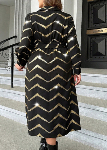 Чорна кежуал сукня на запах SHEIN з геометричним візерунком