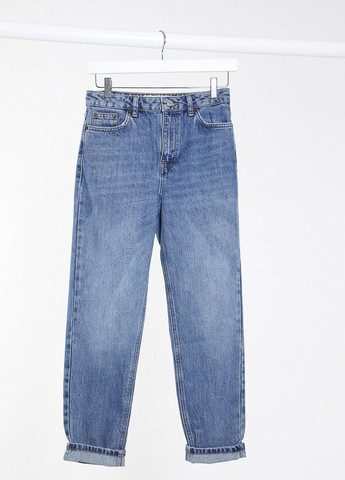 Темно-голубые демисезонные зауженные джинсы Topshop
