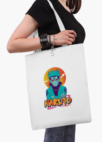 Эко сумка шоппер белая Наруто Узумаки (Naruto Uzumaki) (9227-2631-WT-2) экосумка шопер 41*35 см MobiPrint (219151258)