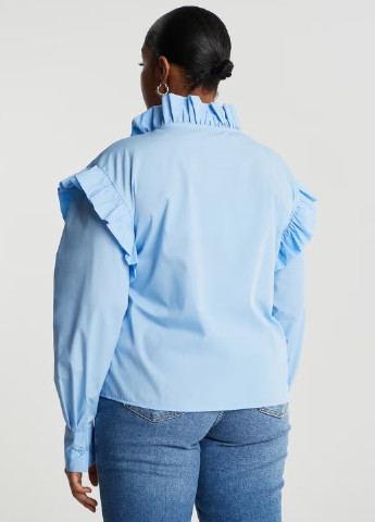 Голубой кэжуал рубашка однотонная Gina Tricot