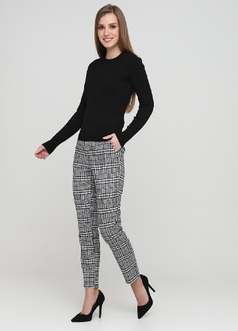 Черно-белые кэжуал демисезонные зауженные брюки H&M