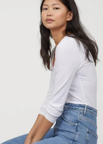 Лонгслів,білий, H&M Basic (256503110)