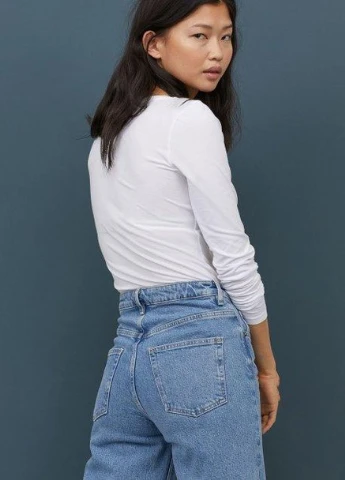 Лонгслів,білий, H&M Basic (256503110)