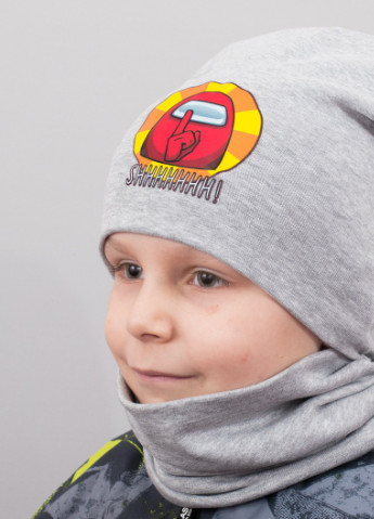 Дитяча шапка з хомутом КАНТА "SHHH" розмір 52-56 сірий (OC-595) Канта (222439487)