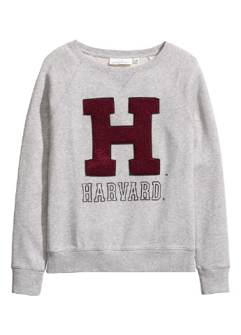 Свитшот H&M - крой надпись серый кэжуал - (98524538)