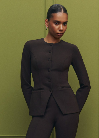 Темно-коричневый женский жакет Gepur однотонный - демисезонный