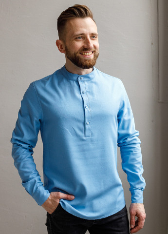 Голубой кэжуал рубашка однотонная SONTSVIT