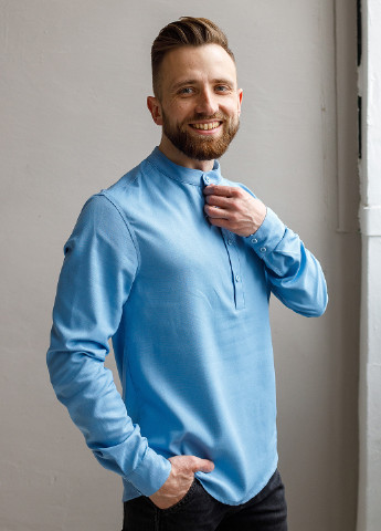 Голубой кэжуал рубашка однотонная SONTSVIT