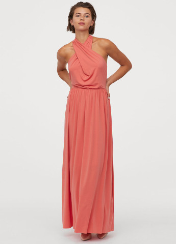 Коралова вечірня сукня в грецькому стилі, з відкритою спиною H&M однотонна