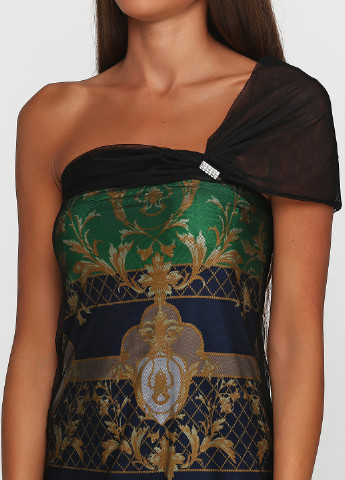 Комбинированное коктейльное платье SL с рисунком