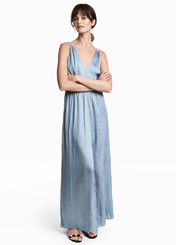 Блакитна коктейльна сукня в грецькому стилі H&M однотонна