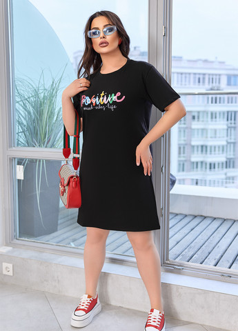 Черное кэжуал платье платье-футболка Demma с надписью