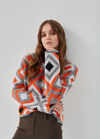 В'язаний джемпер "Лайт" (оранжевий, сірий, білий, чорний) MEREZHKA (254774422)