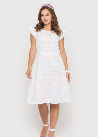Белое кэжуал платье колокол BeART с цветочным принтом