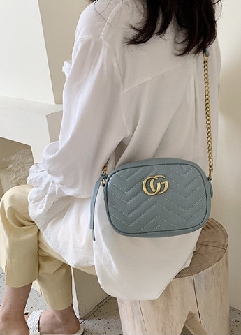 Женская классическая сумочка кросс-боди на цепочке ремешке через плечо синяя голубая NoName (251204191)