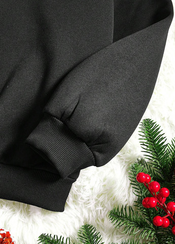Чорний світшот SHEIN новорічний без декору (327828050)